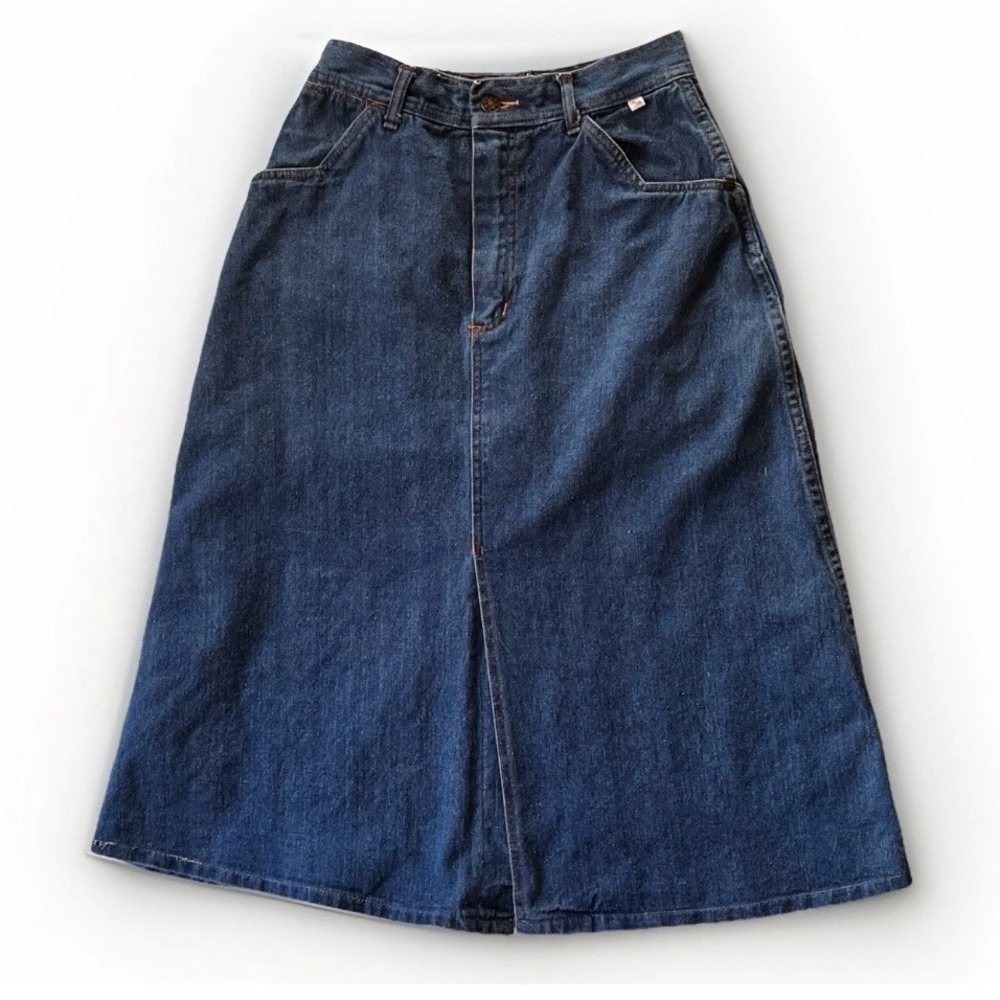 Vintage 13/14 High-Waisted Mom Jean Skirt midi A-Line Size S/M